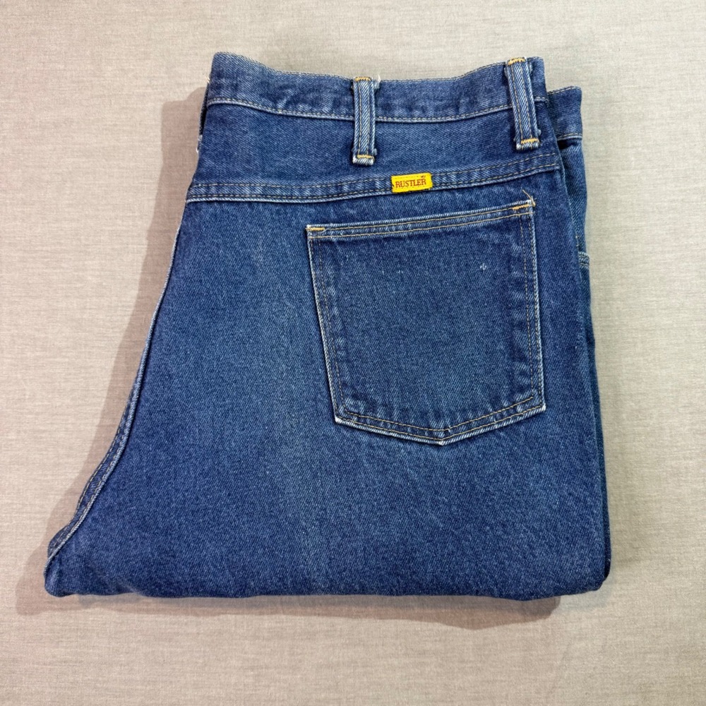Rustler Denim Jeans Mens 40x30 Blue Excellent Regular Fit Straight Leg 87621